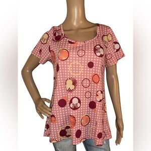 LuLaRoe Pink Red Minnie Mouse Short Sleeve Top size medium